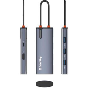 Colorway 5-в-1 док-станция CW-HUB01, DC 5V⎓3A/15V⎓3A/20V⎓5A, 100W, 1xUSB C, 1xHDMI, 3xUSB A 3.0 (CW-HUB01)
