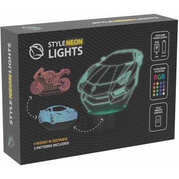 Manta SNL120RGB LED lampa, 3D dekorācija, 5W, 5V, USB-C, 16 krāsas, tālvadība, 2m vads, 3xAA (SNL120RGB)