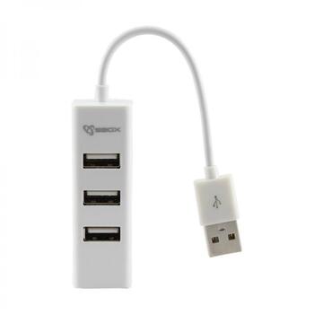 Sbox USB хаб H-204W, 4 порта, 480 Мбит/с, 5V/500mA, белый, ABS пластик, горячая замена (H-204W)
