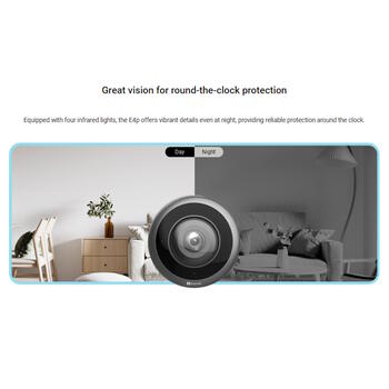 EZVIZ CS-E4P внутренняя панорамная WiFi камера 3K+ 6MP 360° Fisheye ночное видение 10m Черная (E4p-3k+)