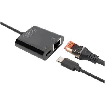 Digitus USB-Type-C Gigabit Ethernet адаптер DN-3027, 1 Гбит/с, USB-C порты, передача питания (DN-3027)
