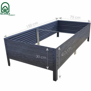 Paaugstinātā dārza dobe KLASIKA Woodlook 1500x750x300mm, pelēka; GP1507530P (GP1507530P)
