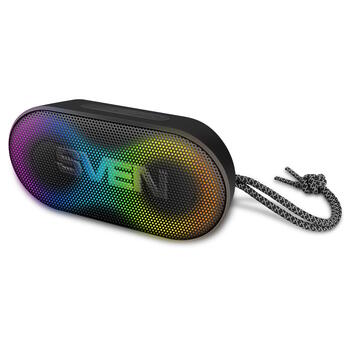 Портативная Bluetooth колонка мощностью 10 Вт с динамически переключаемой RGB подсветкой и защитой от воды IPX5 PS-99 Чёрный SV-022389 Sven (SV-022389)