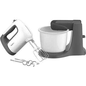 Tefal Prep'Mix+ Планетарный миксер HT464138, 500 Вт, 4,6 л, 5 скоростей, турбо режим, серый/белый (HT464138)