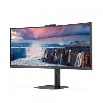 Aoc монитор CU34V5CW/BK, 3440 x 1440, 100 Гц, 1 мс, 1500 R, 4 x USB 3.2, 1 x HDMI, 1 x DP, 2,0 МП камера, 300 кд/м², 3 000:1 (CU34V5CW/BK)