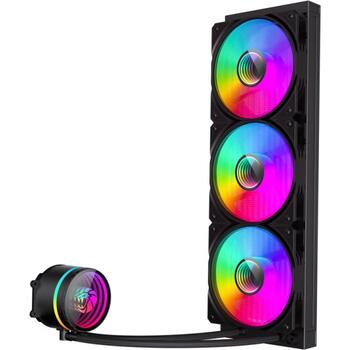 Gamemax procesora šķidruma dzesētājs ICEBURG 360 INFINITY BK, 1.125kg, 2.575kg, 300W TDP, 32 dBA, 800-2000 rpm, 120mm ventilators (ICEBURG 360 INFINITY BK)