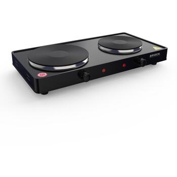 Brock EP 200 BK мини-плита, 2 конфорки, 2500 Вт, 18,5/15,5 см, 220-240 В, черный (EP 200 BK)