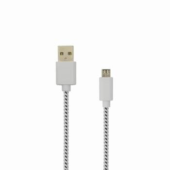 Sbox USB кабель USB-1031W, 1м, USB A M, microUSB M, 480 Mbit/s, оплетка, белый (USB-1031W)