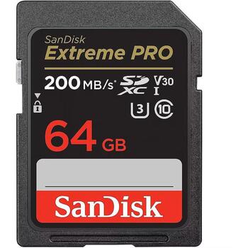 Sandisk Extreme PRO карта памяти SDSDXXU-064G-GN4IN, 64GB, SDXC, UHS-I, U3, V30, Class 10, 200MB/s чтение, 90MB/s запись (SDSDXXU-064G-GN4IN)