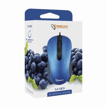 Sbox оптическая мышь M-901BL, 1000 DPI, USB 2.0, 3 кнопки, 1,5 м, ABS пластик, игровая, офисная (M-901BL)