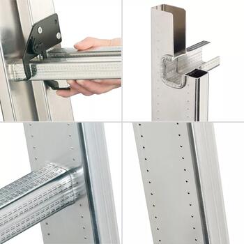 Hailo S100 ProfiLOT 039306507, kombinējamās kāpnes, alumīnijs, 2x6+1x5 pakāpieni, 150kg, 470cm, LOT sistēma (039306507)