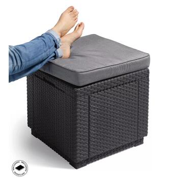 Keter Cube садовый стул/ящик для хранения с подушкой, 29192157939, 42x42x39см, серый, устойчив к УФ (29192157939)