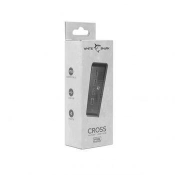 White Shark PS5 4-Port USB HUB CROSS, 4 порта, USB 2.0, черный, USB Type-A, совместим с PS5 (CROSS)