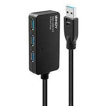 Lindy 43159 USB 3.0 удлинитель 10м, 3 разъема, черный (43159)