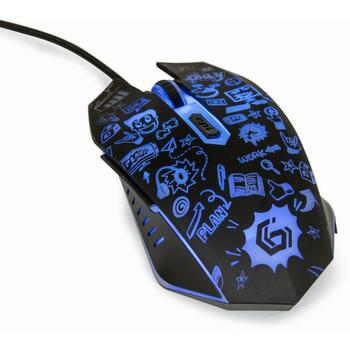 Gembird USB datorpele MUS-6B-GRAFIX-01, 6 pogas, 3600 DPI, optiskā, ergonomisks, multicolor apgaismojums (MUS-6B-GRAFIX-01)