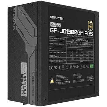 Gigabyte Datora barošanas bloks UD1300GM PG5, 1300W, 100-240V, 50-60Hz, 80 PLUS Gold, pilnībā modulārs dizains, aktīvā dzesēšana (GP-UD1300GMPG5)