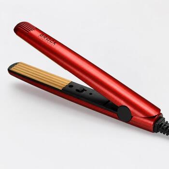 Brock HC 2002 RD Мини-гофре для волос, 25 Вт, красный, керамические пластины, ионизация, защита от перегрева (HC 2002 RD)