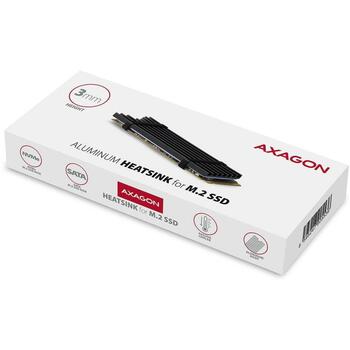 Axagon M.2 охладитель CLR-M2L3, 77 x 22 x 3 мм, черный, 2 термопрокладки, монтажные материалы (CLR-M2L3)