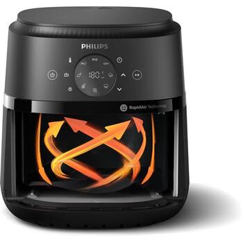 Philips Airfryer NA221/00, 1500 W, 4.2 L, 9 programmas, skārienekrāns, Rapid Air, melns/sudrabs (NA221/00)