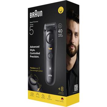 Braun Bārdas Trimmeris BT5560, 40 pakāpieni, 0.5-20 mm, 120 min, Li-Ion, mitrā un sausā, melns (BT5560)