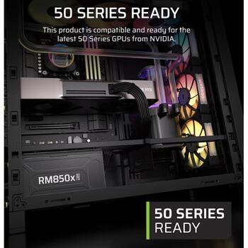 Corsair RM850x SHIFT CP-9020299-EU, 850W, ATX barošanas bloks, pilnībā modulārs, 140mm ventilators, Cybenetics Gold (CP-9020299-EU)