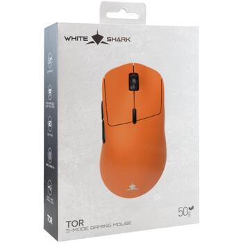 White Shark игровая мышь TOR WGM-5024 TOR-O, оранжевая, 6200-12000 DPI, 1000 Hz, 6 кнопок, 300 mAh, 1,5 м, 50 г, BT 5.1, RF 2 (TOR-O)