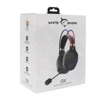 White Shark Наушники OX GH-2140, 50mm, 16Ω, 20Hz-20kHz, 110dB±3dB, 2m, RGB, накладные, проводные, 2x3,5mm, USB (OX)