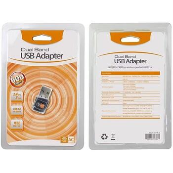 Jata USB сетевой адаптер AC2, 600Mbps, 2,4GHz и 5GHz, Wi-Fi 802.11ac, RTL8811cu, 0 LAN порты (AC2)
