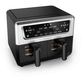 Cuisinart аэрофритюрница AFD10XSSE, 10.4л, 2400Вт, 2x5.2л, 6 режимов, без PFAS, Air Advantage™, можно мыть в посудомоечной машине (AFD10XSSE)