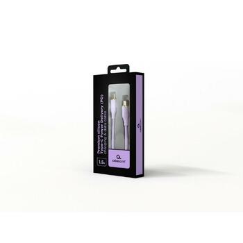 Gembird Кабель CC-USB2S-CMCM-1.5M-P USB-C 1.5м, Фиолетовый, 60Вт зарядка, USB 2.0, синхронизация данных (CC-USB2S-CMCM-1.5M-P)