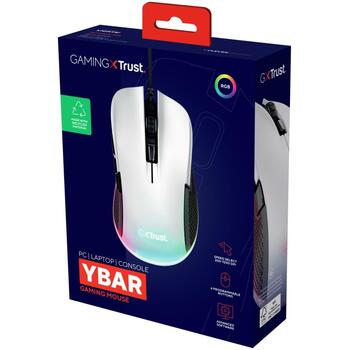 Trust GXT 922 YBAR мышь, 24730, 7200 DPI, 6 кнопок, USB Type-A, RGB подсветка, 2.1m кабель (24730)