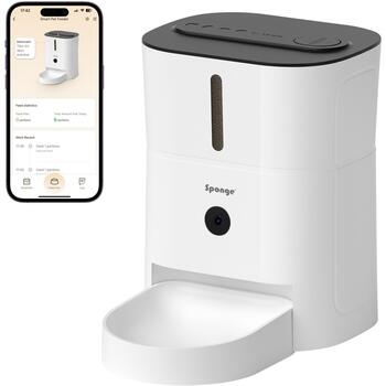 Sponge Automātiskā mājdzīvnieku barotava T-MLX59468, 3L, 5V, augstas kvalitātes kamera, nerūsējošais tērauds, Wi-Fi, balta (T-MLX59468)