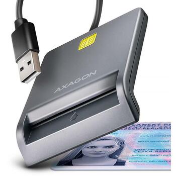 Axagon считыватель смарт-карт CRE-SM3T USB 2.0, длина кабеля 1.3 м, вес 56 г, черный, CE, RoHS, Plug and Play (CRE-SM3T)