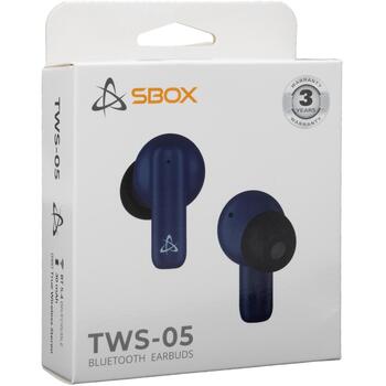 Sbox Беспроводные наушники EB-TWS05-BL, 20-20000Гц, 32Ω, 97дБ, Bluetooth 5.4, 3-4ч время разговора/музыки, 10м диапазон (EB-TWS05-BL)