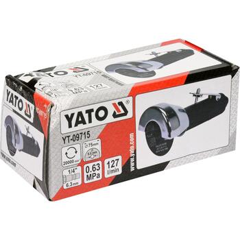 Yato pneimatiskais griezējs YT-09715, 18000 min⁻¹, 75 mm, 0,65 MPa, 127 l/min, 87 dB(A), 98 dB(A), 1,36 m/s², alumīnija korpuss (YT-09715)