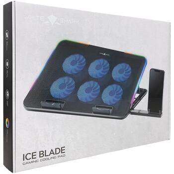 White Shark ICE BLADE GCP-96, dzesēšanas paliktnis, 6 ventilatori, 2500 RPM, 74 CFM, 25 dBA, 15.6 collas, 5 līmeņi, RGB, USB (ICE BLADE)