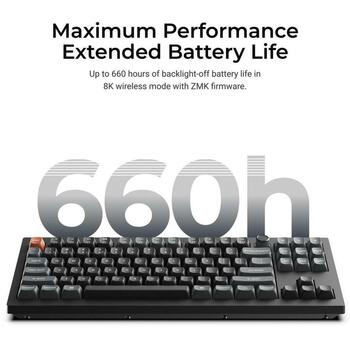 Keychron V3 Ultra 8K bezvadu mehāniskā klaviatūra TKL 2.4GHz Bluetooth 5.3 USB-C 8000Hz Hot-Swap RGB melna V3U-D3 (V3U-D3)