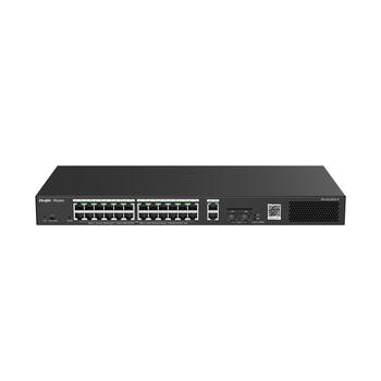 Ruijie умный облачно-управляемый коммутатор Gigabit PoE+ RG-ES228GS-P, 24x PoE+ 30Вт, 370Вт, 56Гбит/с, 4кВ, 2x SFP, 1U (RG-ES228GS-P)