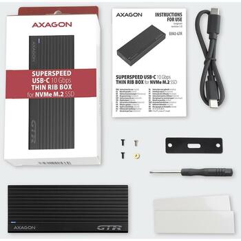 Axagon SSD корпус EEM2-GTR USB-C 3.2 Gen 2, 10 Гбит/с, M.2 NVMe, черный (EEM2-GTR)