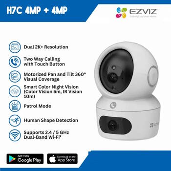 Ezviz H7C CS-H7c-44WF-W2 внутренняя 4MP 2K+ Pan & Tilt камера, 360°, 90°, 2.8/6mm, MicroSD до 512GB, Wi-Fi 6, ночное видение (CS-H7c-44WF-W2)