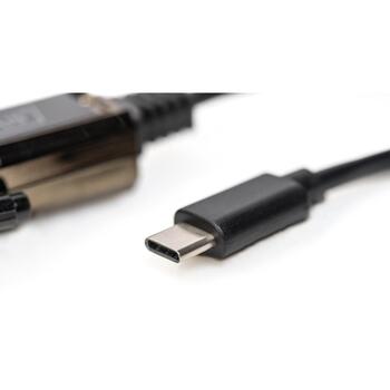 Digitus seriālais adapteris DA-70166, USB-C uz RS-232, 1 m, 1 Mbps, FTDI FT232RL, melns (DA-70166)