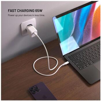Fixed Mini GaN power adapter with USB-C output and PD support, 65W (FIXCG65M-C-WH)