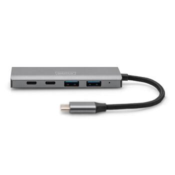Digitus USB centrmezgls DA-70245, 2x USB-A, 2x USB-C, 10 Gbps, alumīnija korpuss (DA-70245)