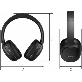 Manta Наушники HDP1001BK, 600mAh, 50ч, Bluetooth 5.3, 4 микрофона, USB-C, 3,5mm AUX, жесткий чехол (HDP1001BK)
