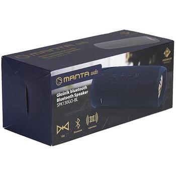 Manta Беспроводная колонка SPK130GO-BL, 10W, 2x5W, IPX4, BK 5.0, 10m, USB, SD, AUX-in, FM, TWS, 3,7V, 1200mAh (SPK130GO-BL)