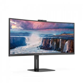 Aoc монитор CU34V5CW/BK, 3440 x 1440, 100 Гц, 1 мс, 1500 R, 4 x USB 3.2, 1 x HDMI, 1 x DP, 2,0 МП камера, 300 кд/м², 3 000:1 (CU34V5CW/BK)