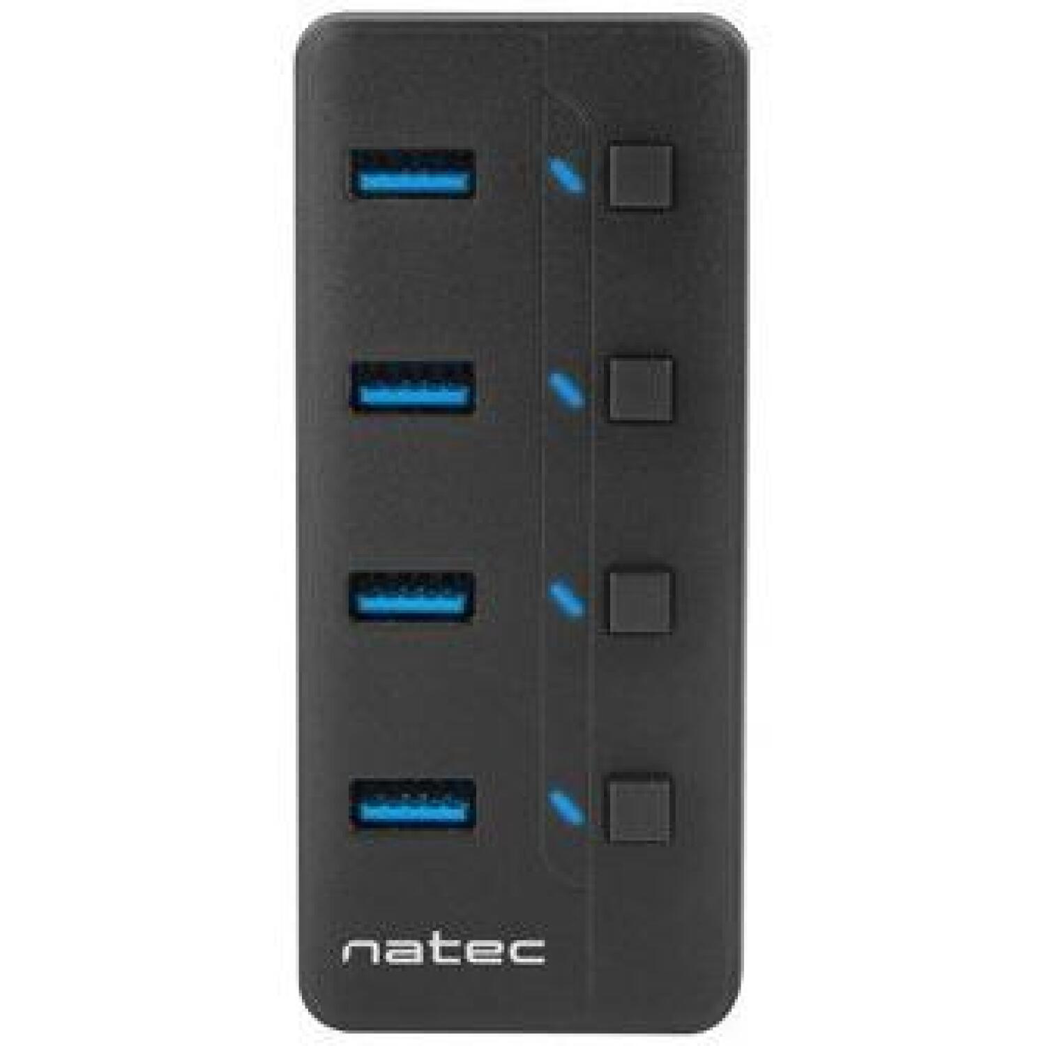 Natec USB хаб Mantis 2 NHU-1557, 4xUSB 3.0 A, 1xUSB B, 230V, переключатели, блок питания (NHU-1557)