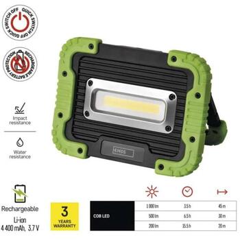 Emos COB LED перезаряжаемая рабочая лампа P4533, 1000 lm, 4400 mAh, 3 режима, IP44, функция быстрого отключения (P4533)