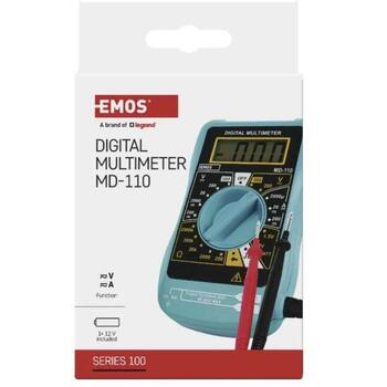 Emos Мультиметр MD-110 M0320N, 2000 µA – 200 mA, 200 mV – 300 V, 200 – 300 V, 200 Ohm – 2 MOhm, 3,5 цифровой дисплей, тест диодов (M0320N)