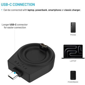 Fixed зарядное устройство USB-C FIXDW-GA-BK, 2.5W, 1x24 pin USB-C, черный, для смарт-часов (FIXDW-GA-BK)